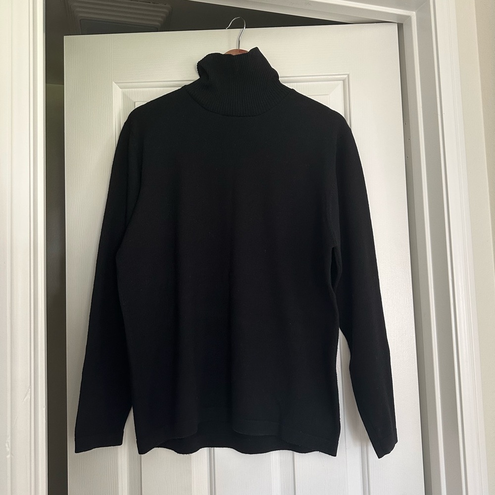 Banana Republic 100% Extra Fine Merino Wool Black Men's Turtleneck Sweater Sz L